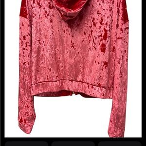 Fabletics Crushed Velvet Red Hoodie